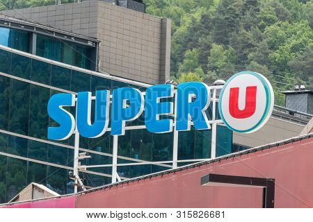 Andorra La Vella, Andorra - June 3, 2019: Close-up For Logo And Sign Of Super U. Super U Is Supermar