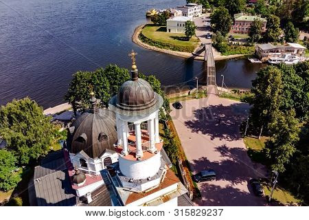 Panorama Of The Church Of St. Prince Alexander Nevsky. Ust-izhora Leningrad Region, Russia. (aero Ph