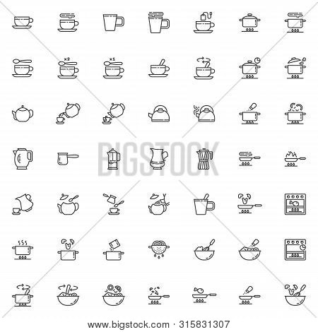 Cooking Instructions Line Icons Set. Linear Style Symbols Collection, Outline Signs Pack. Vector Gra