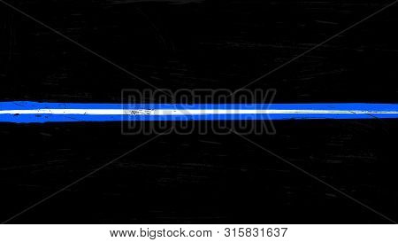 Thin White Line Flag With Grunge Paint Trace - A Sign To Honor And Respect Ems Officers, Emergency M