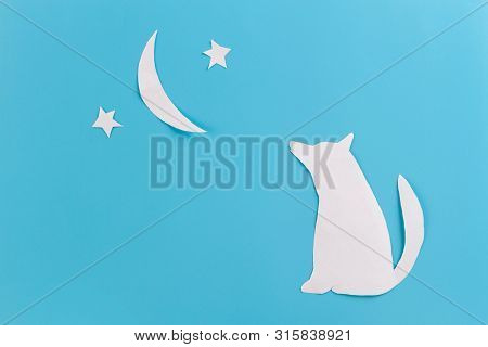 Howling Wolf Silhuette Over Sky Background. Halloween