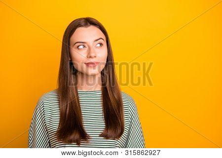 Copyspace Photo Of Wistful Girl Imagining How To Sneak Into House Unnoticed While Isolated With Yell