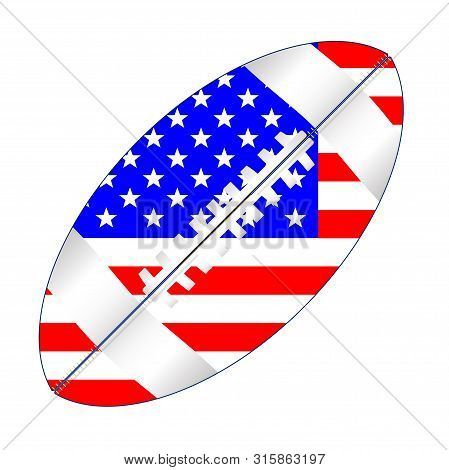 A Typical American Type Foorball Over A White Background With Stars And Stripes