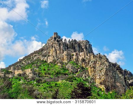 Saint Hilarion Castle On A Mountain, Kyrenia Girne District, Cyprus