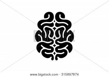 Brain Intelligence Mind Sign. Central Nervous System Organ Black Icon. Vector Symbol Illustration