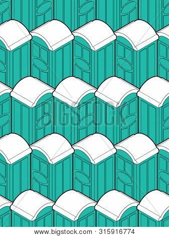 Portable Toilet Pattern Seamless. Wc Street Palstic Background. Vector Texture