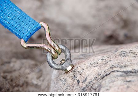 Bolt Fastening Slings Rock Climbing Into Stone