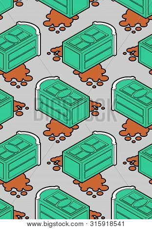 Portable Toilet Pattern Seamless. Wc Street Palstic Background. Vector Texture