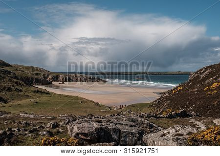 A Beautiful Deserted Sandy Ceannabeine Beach Near Rispond In Lairg On The North Coast Of Scotland Wi