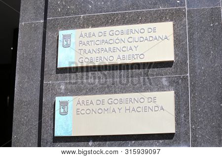 Madrid Spain - May 28, 2019: Ministry Of Economy And Finance, Ministry Of Citizen Participation And 