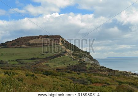 Scenic View Of Golden Cap In Dorset