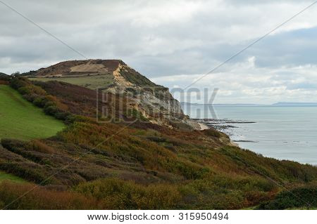 Scenic View Of Golden Cap In Dorset