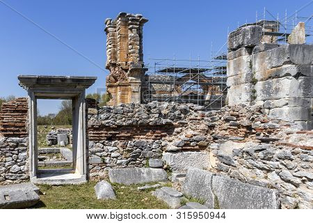 Basilica In The Archeological Area Of Ancient Philippi, Eastern Macedonia And Thrace, Greece