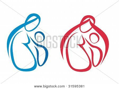 Äiti ja vauva joukko symboleja