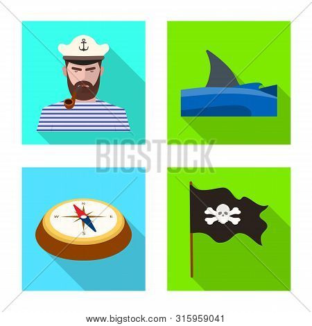 Vector Design Of Travel And Attributes Logo. Set Of Travel And Seafaring Stock Symbol For Web.