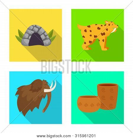 Vector Illustration Of Evolution And Neolithic Sign. Set Of Evolution And Primeval Vector Icon For S