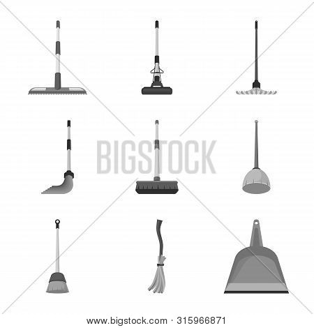 Vector Illustration Of Tool And Mopping Logo. Set Of Tool And Household Stock Vector Illustration.