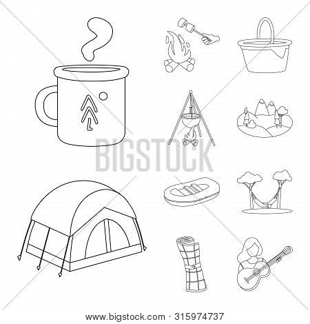 Vector Design Of Hobby And Travel Symbol. Set Of Hobby And Tourism Stock Vector Illustration.