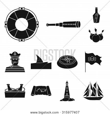 Vector Design Of Journey And Seafaring Sign. Collection Of Journey And Adventure Stock Vector Illust