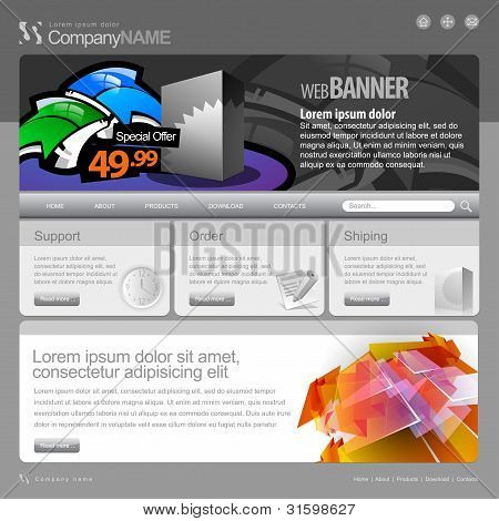 회색 웹사이트 템플릿 960 그리드입니다.