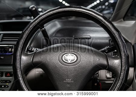 Novosibirsk, Russia - July 17, 2019:  Toyota Opa , Close-up Of The Dashboard, Speedometer, Tachomete
