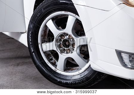 Novosibirsk, Russia - July 17, 2019:  Toyota Opa , Close-up Of The Alloy Wheel. Photography Of A Mod
