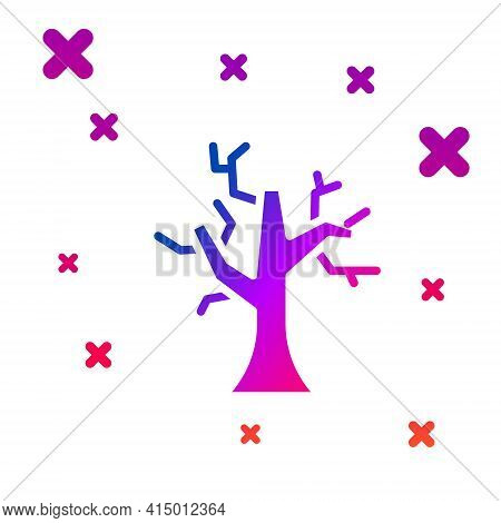 Color Withered Tree Icon Isolated On White Background. Bare Tree. Dead Tree Silhouette. Gradient Ran