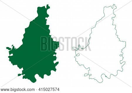Vadodara District (gujarat State, Republic Of India) Map Vector Illustration, Scribble Sketch Baroda