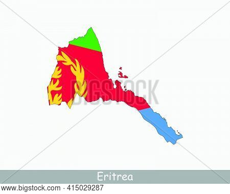 Eritrea Map Flag. Map Of Eritrea With The Eritrean National Flag Isolated On White Background. Vecto