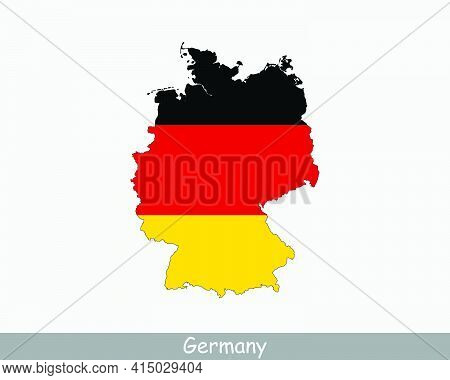 Germany Map Flag. Map Of The Federal Republic Of Germany With The German National Flag Isolated On W
