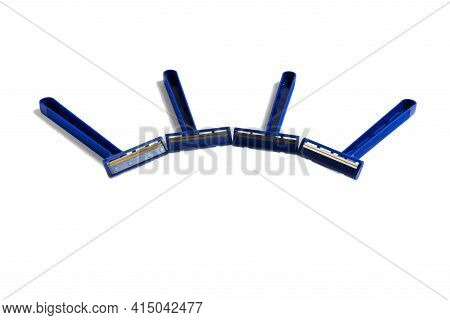 Non-permanent Blue Plastic Shaving Machine Isolated On White Background.