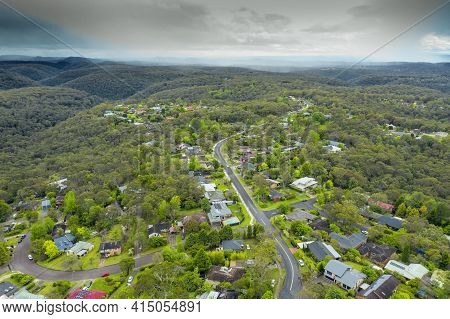 Aerial View Of The Township Of Faulconbridge In The Blue Mountains In Regional New South Wales In Au