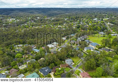 Aerial View Of The Township Of Faulconbridge In The Blue Mountains In Regional New South Wales In Au