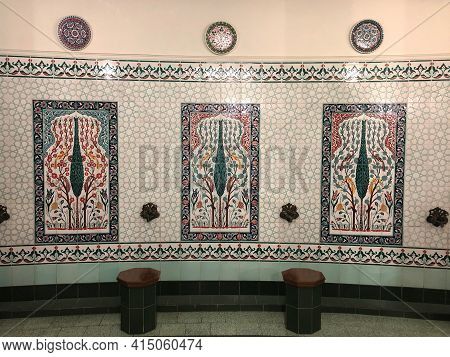 26 Of March 2021 - Kazan, Russia. The Mens Washroom In The Kul Sharif Mosque In Kazan Kremlin.