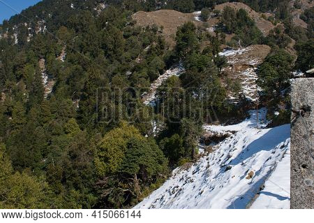Picture Of Mountain Covered In Snow In Himachal Pradesh, India.