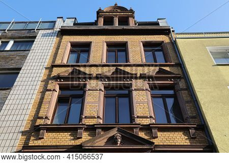 Cologne City, Germany. Old Residential Street View In Deutz District, Cologne.