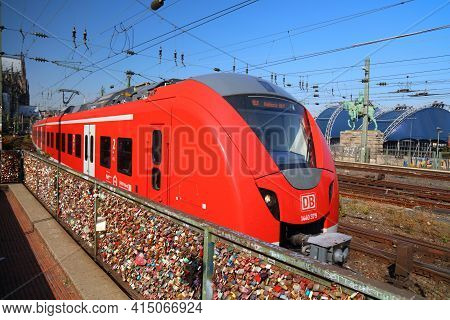 Cologne, Germany - September 22, 2020: Regional Train Of Deutsche Bahn (german Railways) Departing M