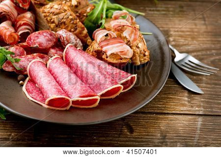 Salsiccia. Vari italiano prosciutto, salame e pancetta