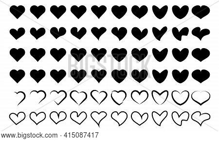 Love Icon Set Vector Graphic. Black Color Set Of Heart Vector.