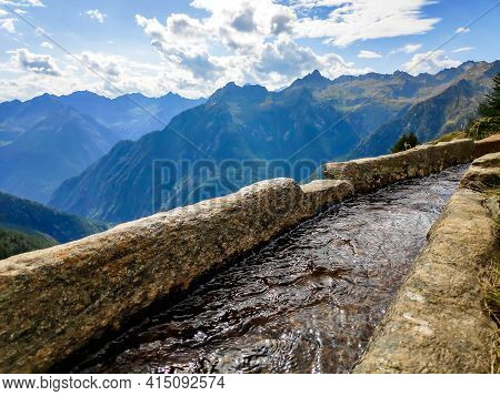 View From The Canaa Aqueduct Near Fusio Over The Swiss Alps