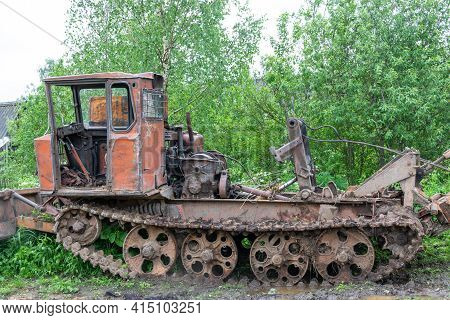 Russia - June 12, 2020. Sokolniki, Kuvshinovsky District, Tver Region, Russia. Skidder. An Old Broke