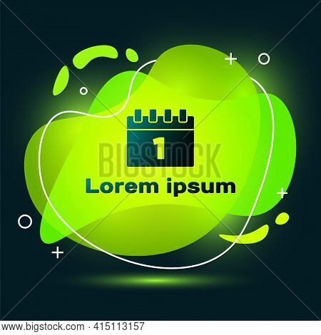 Black Calendar With First September Date Icon Isolated On Black Background. September 1. Date And Ti