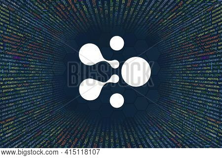 Aelf, Elf  Cryptocurrency Symbol. A Tunnel From A Computer Program Code. Programmer Strings Of Code,
