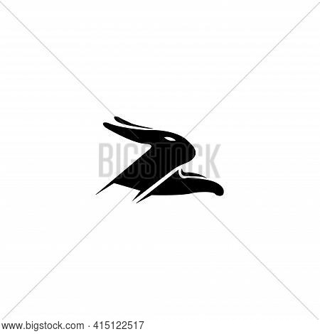 Creative Rabbit Running Logo Design Icon Template