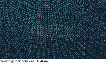 Abstract Vector Landscape Background. Cyberspace Grid. 3d Technology Vector Illustration.
