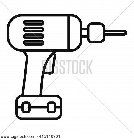 Cordless Drill Icon. Outline Cordless Drill Vector Icon For Web Design Isolated On White Background