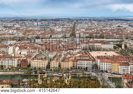 View Of Lyon From Basilica Of Notre-dame De Fourviere Hill, Frane