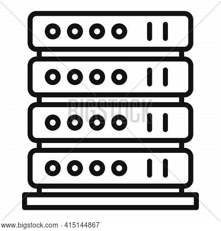 Server Rack Icon. Outline Server Rack Vector Icon For Web Design Isolated On White Background