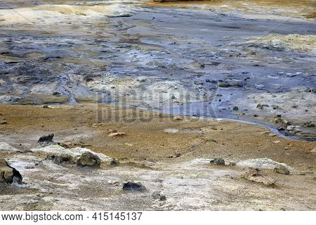Hverir / Iceland - August 30, 2017: Hverir Geothermal And Sulfur Area Near Namafjall Mountain, Myvat