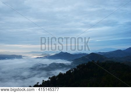 Beautiful Sea Of Mist In Betong , Thailand. In Morning Time